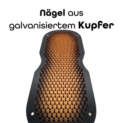 Sadhu Board Black Edition mit galvanisch verkupferten Kupfernägeln – Bodhi Board Nagelbrett für Füße
