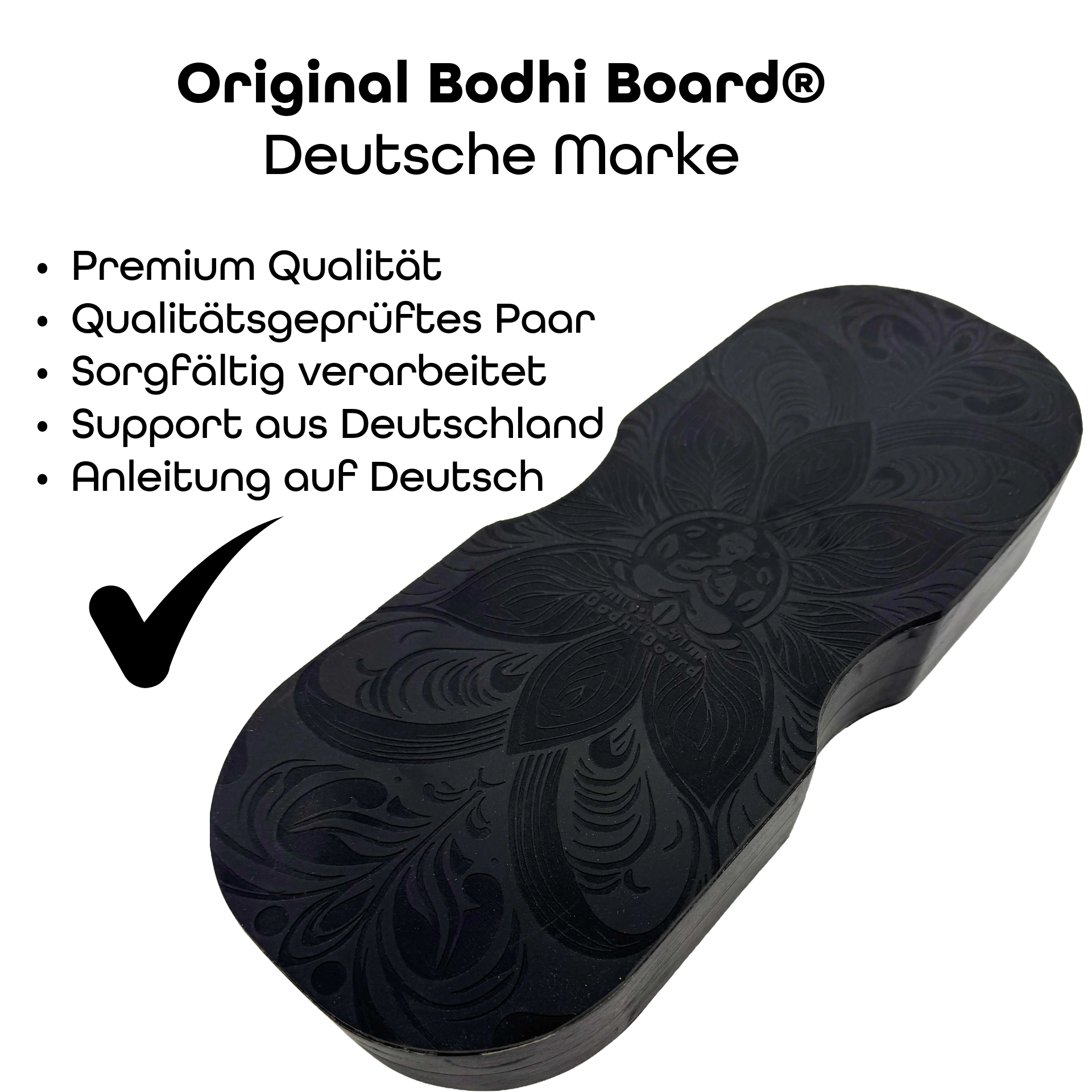 Sadhu Board Black Edition von oben – Bodhi Board Nagelbrett mit Kupfernägeln für Achtsamkeit und Meditation